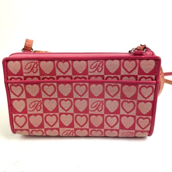 Brighton Crossbody Wallet Pink Mix Croc Canvas Leather Hearts Purse Vintage - Picture 5 of 13